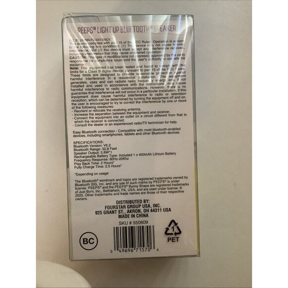 Peeps Light Up Bluetooth Speaker Blue Rechargeable New In Box - Picture 3 of 3